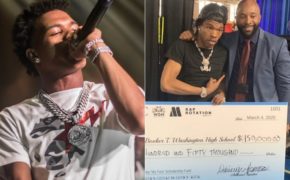 Lil Baby volta para sua antiga escola em Atlanta, faz show, doa cheque de 150 mil dólares e anuncia fundo de apoio a alunos exemplares