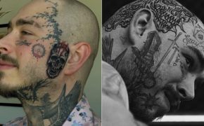 Após raspar a cabeça para fazer tattoo, Post Malone aparece com outra nova na lateral da face