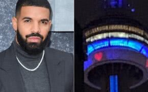 Drake faz ação promocional para seu novo álbum na famosa Torre CN no Canadá